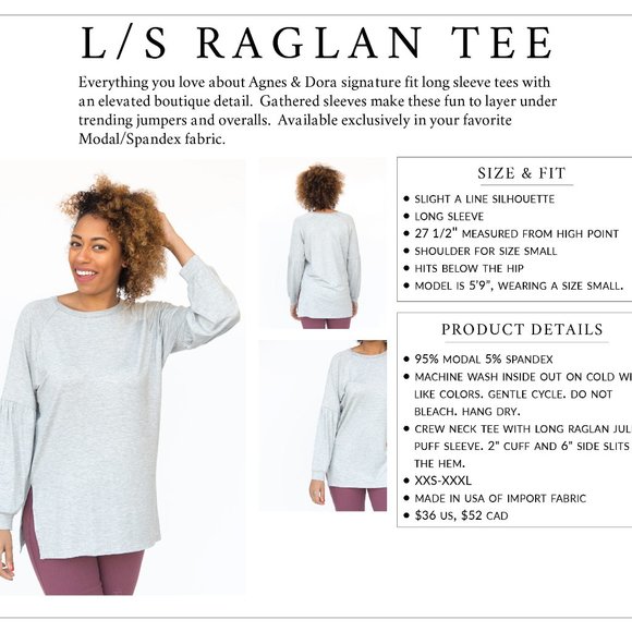 Raglan Long Sleeve Tee - Wild & Free - Agnes & Dora - Picture 2 of 2